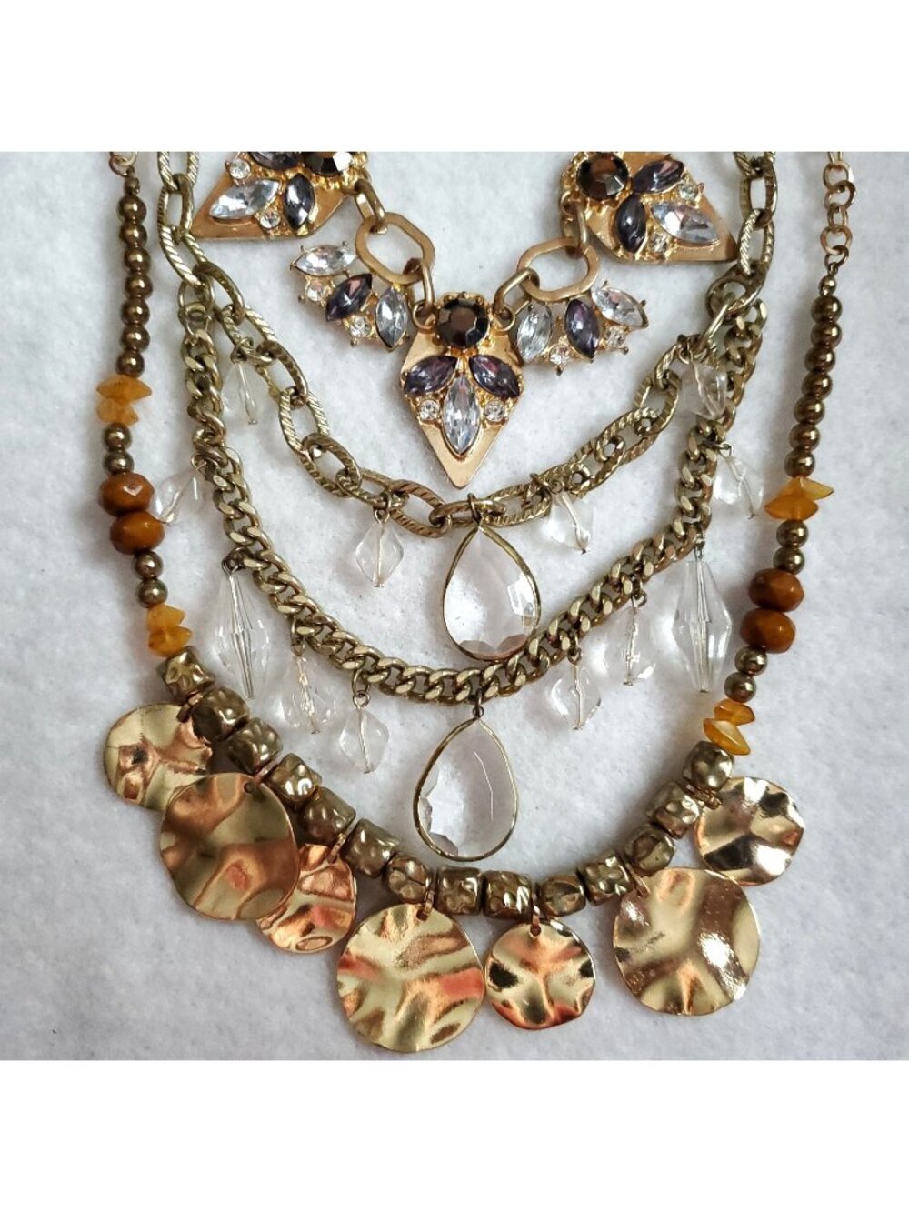 Bib Necklace Lot of 3 Gold Tone Rhinestone Stella Dot Lane Bryant 16-20"